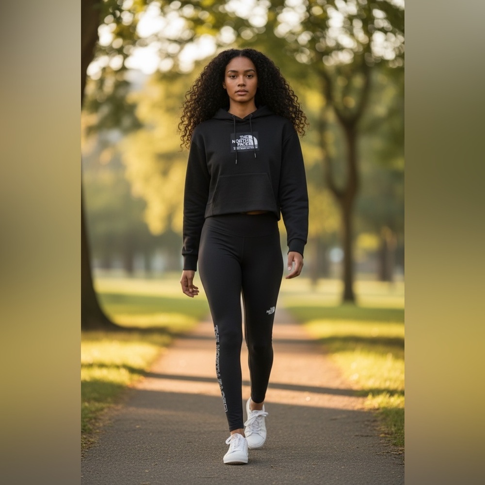 The North Face Black Matching Set Cropped Hoodie + Leggings Women’s Small
